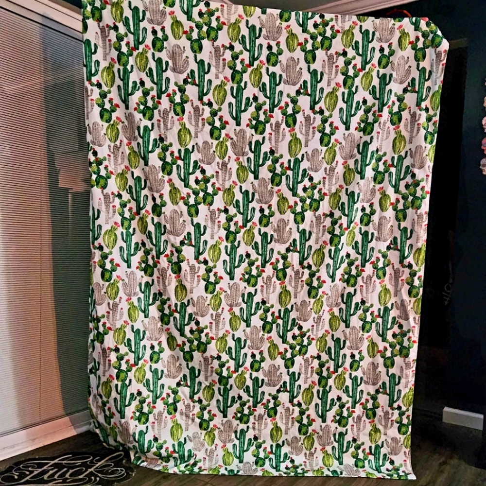 Cactus window panel or shower curtain